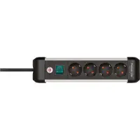 Brennenstuhl 1391030400 Premium-Alu-Line 4-fach Steckdosenleiste mit Schalter 1,8 m schwarz