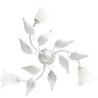BeLight - Lámpara de techo Olga - Blanco, plateado envejecido y cristal de alabastro, diámetro 67 cm, altura 20 cm, 3 luces - BL155-PL3-BA