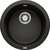 BLANCO BLANCORONDO: Fregadero empotrable SILGRANIT, color negro, a partir de 45 cm, sin sistema de desagüe automático.