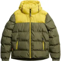 Superdry para hombre. M5012281A Chaqueta Acolchada Colorblock verde (M), Casual, Poliéster Reciclado, Sostenible, outlet 2026.