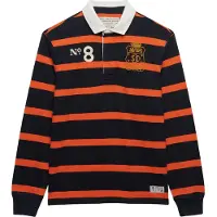 Superdry para hombre. M1110483A Polo rugby Double Emblem Stripe naranja, marino (XL), Casual, Algodón, Manga larga, outlet 2026.