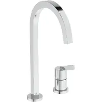 Ideal standard Grifo de cocina de dos salidas, modelo GUSTO, con caño cuadrado, alcance de 204 mm, acabado cromado