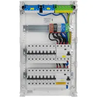 Doktorvolt Panel de distribución mural, 3 polos, 12 circuitos, 14 interruptores automáticos, 2 interruptores diferenciales, 36 metros