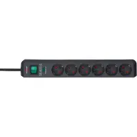 Brennenstuhl Eco-Line 13.500A, regleta de enchufes con protección contra sobretensiones, 6 enchufes, color antracita, 1,5 metros, cable H05VV-F 3G1,5, referencia 1159710