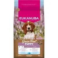 Eukanuba , alimento seco sin granos para cachorros de razas pequeñas/medianas, sabor a pescado del océano - 3 kg