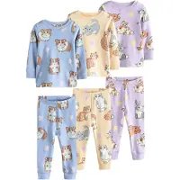 Next Pijama 'Snuggle' azul cielo / marrón / amarillo / lila claro