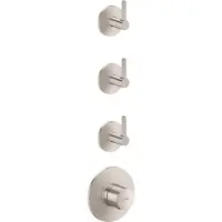 Hansgrohe Módulo termostático One, para empotrar, para 3 salidas, con palanca, acabado acero inoxidable