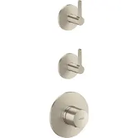 Hansgrohe Módulo termostático One, para empotrar, para 2 salidas, con mando de palanca, acabado níquel cepillado
