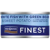 Fish4Dogs Finest Wetfood - Pescado blanco con batata y judías verdes - 12 x 85 g