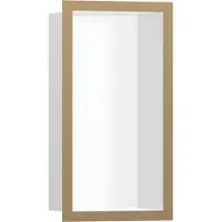 Hansgrohe Wandnische XTRASTORIS, color blanco mate, dimensiones 300x150x100 mm. Marco decorativo "bru", dimensiones 300 x 150 x 100 mm. Marco decorativo en bronce cepillado