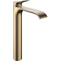 Hansgrohe Grifo monomando para lavabo Vivenis, modelo 250 CoolStart, diseñado para lavabos encimeras sin sistema de desagüe, acabado en bronce cepillado