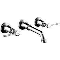 Axor Grifo de lavabo de 3 orificios, modelo MONTREUX, DN 15, para instalación en mueble de baño, con palancas, acabado cromado