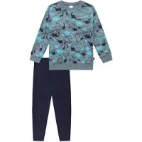 Schiesser Pijama azul claro / azul oscuro / gris