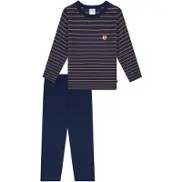Schiesser Pijama 'Nightwear' navy / curry