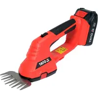 YATO Tijeras de podar para césped y setos , 18V, con batería de 2 Ah y cargador