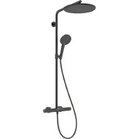 Hansgrohe Raindance Alive S, columna de ducha completa, modelo Puro, 300, con un chorro (1jet) y termostato Ecostat Element, acabado en cromo cepillado