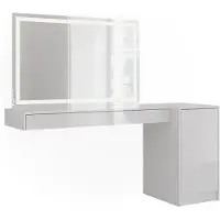 Vicco Tocador Sherry Blanco 160.2 cm con espejo LED y módulo con puerta, Model 59577