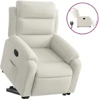 vidaXL Sillón reclinable eléctrico con ayuda para levantarse, color crema, tapizado en terciopelo