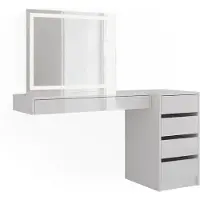 Vicco Tocador Sherry Blanco 140.2 cm con espejo LED y cajonera, Model 59565
