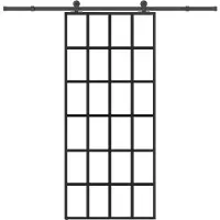 vidaXL Puerta corredera con herrajes, 90x205 cm, vidrio de seguridad ESG y aluminio