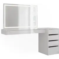 Vicco Tocador Sherry Blanco 160.2 cm con espejo LED y cajonera, Model 59575