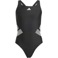 Adidas Moda de baño deportiva 'Logo C-back Swimsuit' gris / negro / blanco