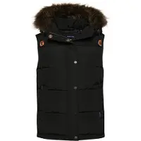 Superdry para mujer. W5011395A Chaleco de pelo sintético Everest negro (XS), Casual, Poliéster, outlet 2026.