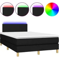 Syfax Cama box spring con colchón LED tela negro 120x200 cm