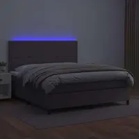 Prolenta Maison Exclusive: Base de cama con somier, colchón y luces LED, color gris, 140x200 cm, tapizada en cuero sintético