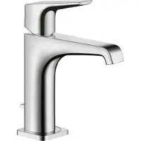 Axor Grifo monomando para lavabo, modelo CITTERIO E, DN 15, color gris, con conexión de desagüe de 1 1/4 pulgadas, color gris, y juego de desagüe con varilla, de 1 1/4 pulgadas, color cromado