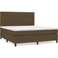 Syfax Cama box spring con colchón tela marrón oscuro 180x200 cm