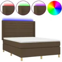 Syfax Cama box spring colchón luces LED tela marrón oscuro 140x200cm