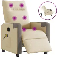 Syfax Sillón reclinable de masaje eléctrico tela color crema