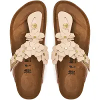 Birkenstock para mujer. 1029304 Sandalias de Piel Gizeh Flower Embellishment (Ajuste Estrecho) rosa claro (42), Plano, Hebilla, Casual, Birk