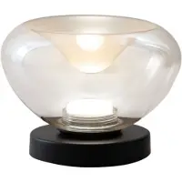FABAS LUCE Brena - Lámpara de mesa Cognac - 11 W, LED regulable, control táctil - Vidrio de borosilicato convexo color coñac