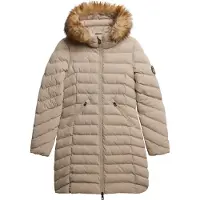 Superdry para mujer. W5011999A Abrigo Fuji Faux beige (L), Casual, Poliéster Reciclado, Sostenible, outlet 2026.