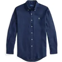 Ralph Lauren para hombre. 710966294504 Camisa de lino Custom Fit marino (XS), Casual, Manga larga, outlet 2026.