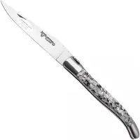 Laguiole En Aubrac Oyster and Mussel Shell, Brushed Stainless Steel, navaja, 12 cm