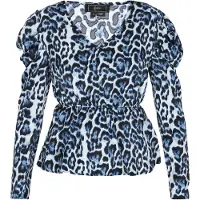 Faina Blusa 'Festive' navy / azul claro / negro