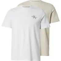 Calvin Klein Ss 30s Classic Micro Tee Bright White/oatmeal Talla: XS | Camisetas Básicas Outlet | Hombre | Blanco