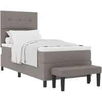 vidaXL Cama con somier y almohada, con cabecero, color taupe, 90 x 200 cm, tapizada en tela