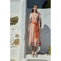 Devotion Twins Zhn Long Dress Jacquard With Belt Red Orange Talla: XS | Vestidos Midi Outlet | Mujer | Rojo