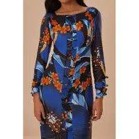 Farm Rio Pietra Floral Black Long Sleeve Midi Dress Talla: L | Vestidos Midi Outlet | Mujer | Negro