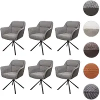 Mendler Juego de 6 sillas de comedor HWC-K33, sillas para cocina, giratorias, con ajuste automático, tapizadas en tela MVG (imitación de cuero), color gris oscuro