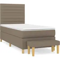 vidaXL Cama con somier y colchón de la marca , color taupe, dimensiones 100x200 cm, tapizada en tela