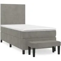 vidaXL Cama con somier y colchón de la marca , color gris claro, dimensiones 90x200 cm, tapizada en terciopelo