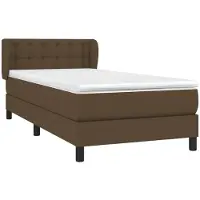 Syfax Cama box spring con colchón tela marrón oscuro 90x190 cm