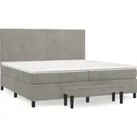 vidaXL Cama con somier y colchón de la marca , color gris claro, dimensiones 200x200 cm, tapizada en terciopelo