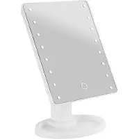 Avizar Espejo de maquillaje LED con base, pantalla táctil y rotación de 360°, color blanco