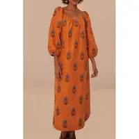 Farm Rio Yellow Embroidered Midi Dress Talla: XL | Vestidos Midi Outlet | Mujer | Amarillo